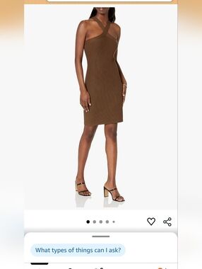 Ribbed One-Shoulder Knit Dress - Brown